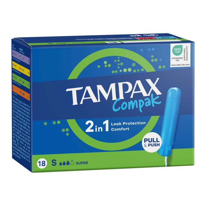Tampax Compak Super Tampons With Applicator 18 Pack