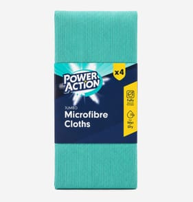 Power Action Jumbo Microfibre Cloth 4 Pack