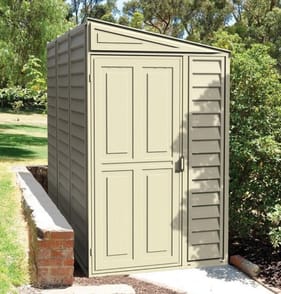StoreMore Saffron Lean-To Vinyl Garden Shed with Foundation Kit 4x8ft
