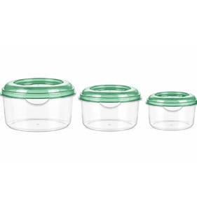  Kitchen Round Food Containers 3 Pack - Green