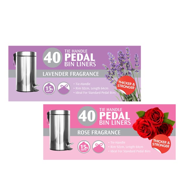 40 Tie Handle Pedal Scented Bin Liners 15L x2 Home Bargains