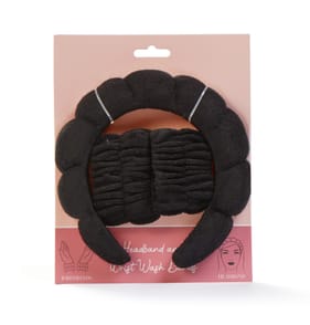 Headband and Wrist Wash Bands - Black