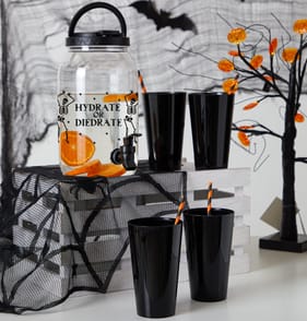Haunted House Halloween Drink Dispenser With 4 Cups - Black