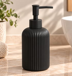 Ribbed Ceramic Soap Dispenser - Black