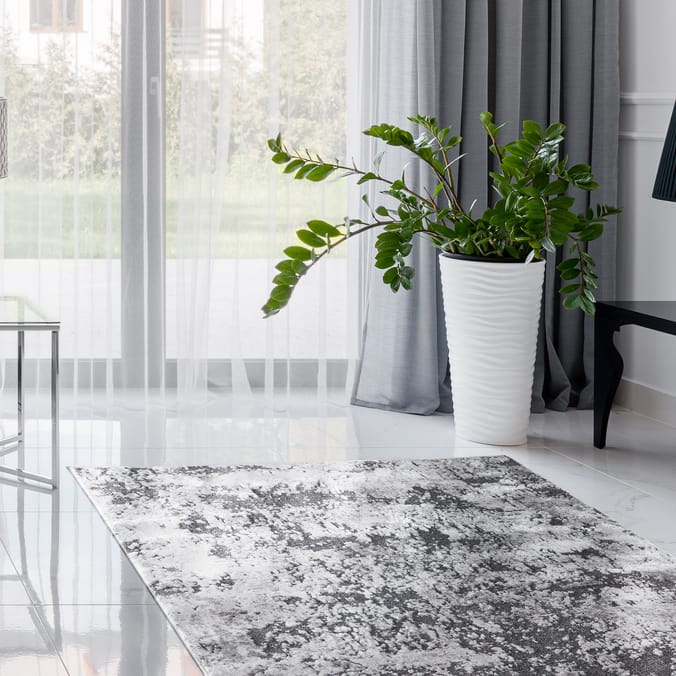 Home Collections Amara Rug 120x170cm Grey Home Bargains