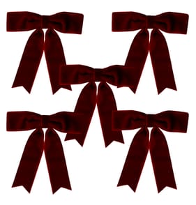 Winter Charm Velvet Bow 5 Pack - Dark Red