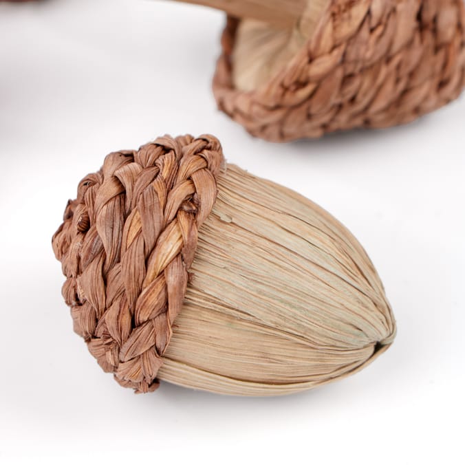 Hinch Home Wicker Mushrooms & Acorns Assorted