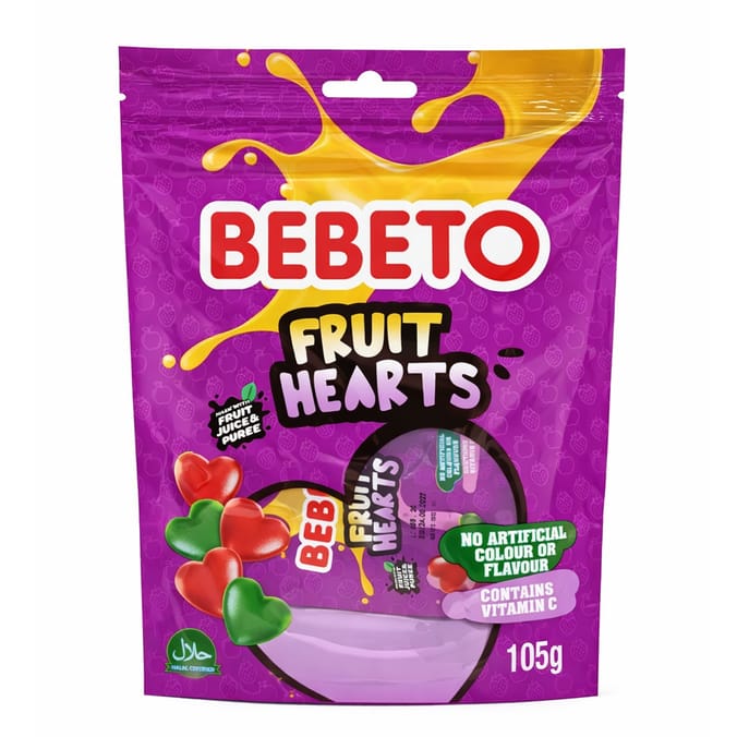 Bebeto Fruit Hearts 7 Pack 105g
