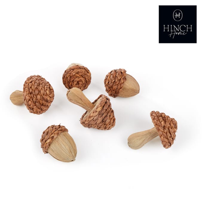 Hinch Home Wicker Mushrooms & Acorns Assorted