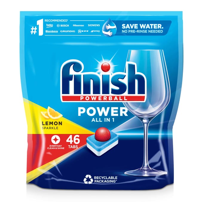 Finish Power AIO Dishwasher Tablets Lemon 46 Tablets 