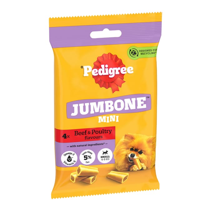 Pedigree Jumbone Mini Small Dog Treats 4 Chews - Beef and Poultry