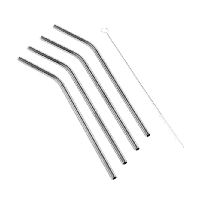 Eco Friendly Reusable Drinking Straws 4 Pack - Stainless Steel