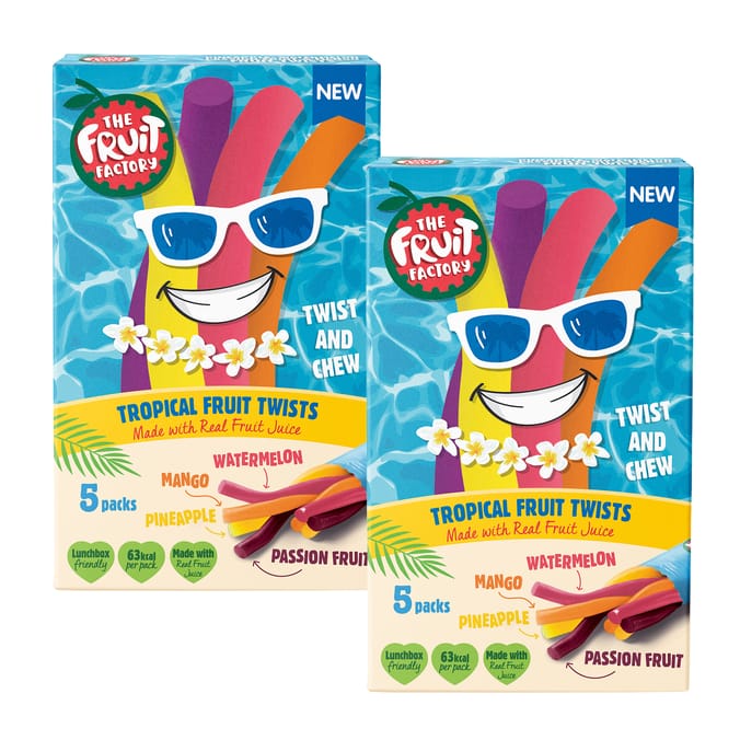 The Fruit Factory Tropical Fruit Twists 90g x2