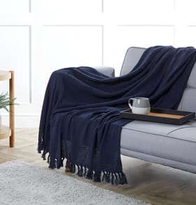  Home Collections Cotton Throw - Navy