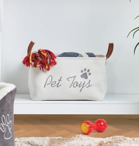 My Pets Fabric Storage Basket With Handles - Cream