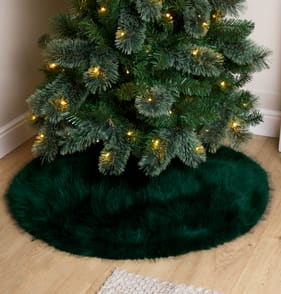 Festive Feeling Christmas Faux Fur Tree Skirt - Green