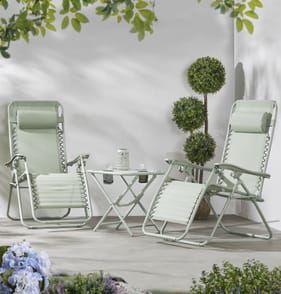 The Outdoor Living Collection Zero Gravity Reclining Chairs & Table Set - Green