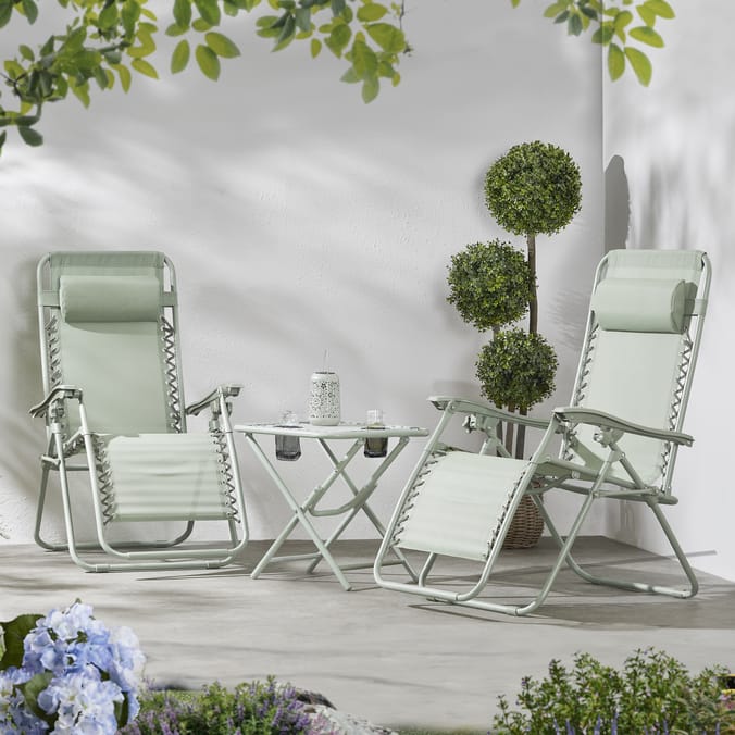 The Outdoor Living Collection Zero Gravity Reclining Chairs & Table Set - Green