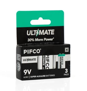 Pifco 9V Ultimate Super Alkaline Batteries 3 Pack