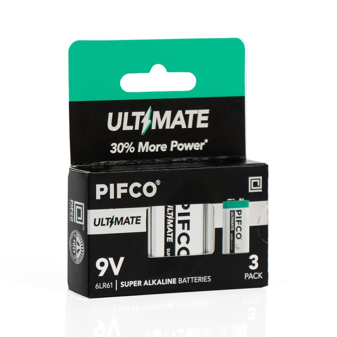 Pifco 9V Ultimate Super Alkaline Batteries 3 Pack