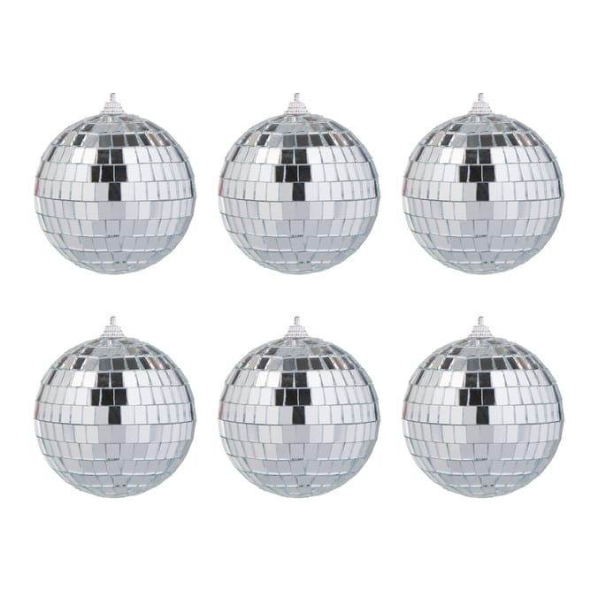 Joyful Disco Bauble 6 Pack - Silver