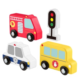 Fisher-Price Wooden Vehicle Pack Push-Along Toys for Toddler Pretend Play 4 Wood Pieces