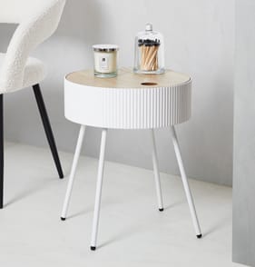 Home Collections Ribbed Storage Side Table - White