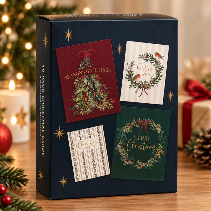 Festive Feeling Traditional Christmas Cards 40 Pack