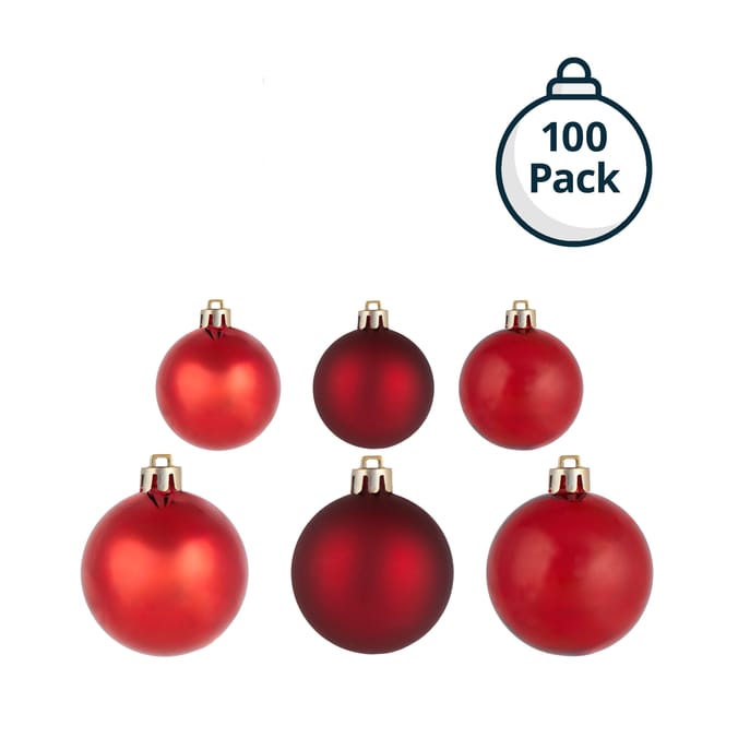 Festive Feeling Mixed Size Small Christmas Baubles 100 Pack