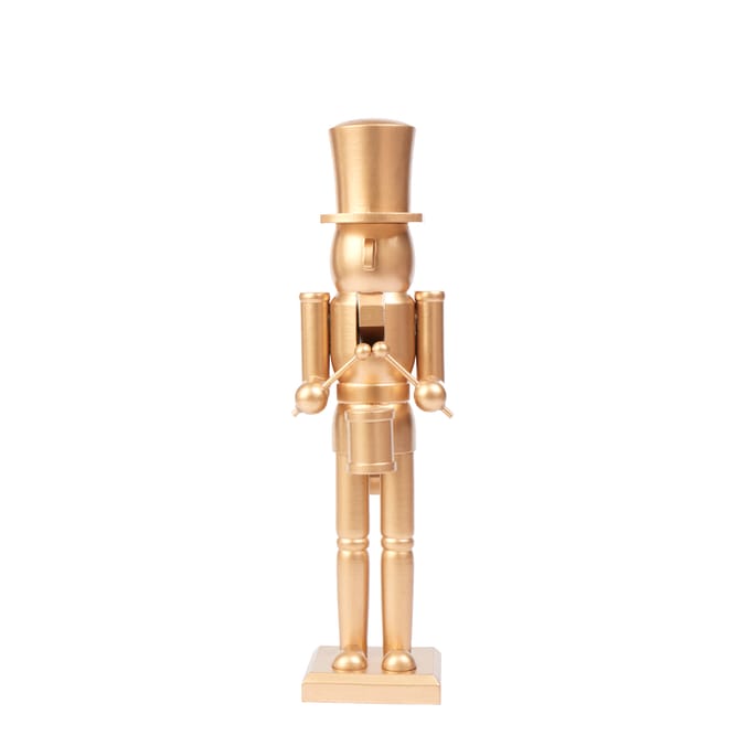 Winter Charm Wooden Gold Christmas Nutcracker 38cm - Drum
