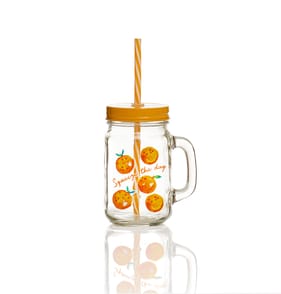 The Outdoor Edit Summer Mason Jar With Straw - Orange