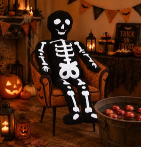 Hallow Scream Steve The Skeleton Cushion Decoration 5FT