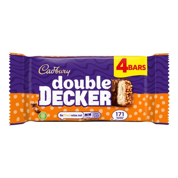 Cadbury Double Decker Chocolate Bar 4 Pack Multipack 149.2g