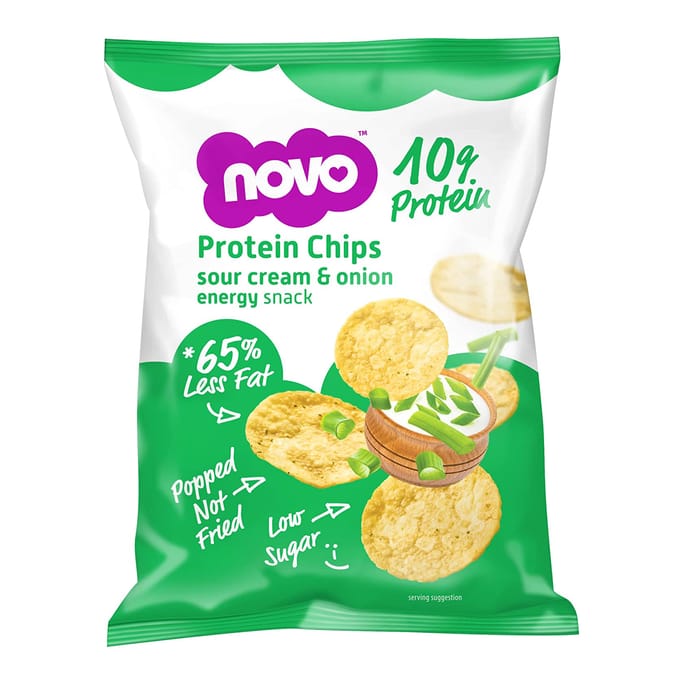 Novo Nutrition Protein Chips Energy Snacks 6 Pack - Sour Cream & Onion