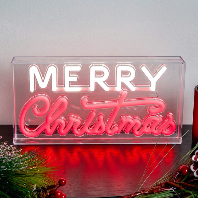  Prestige Battery Operated LED Festive Neon Sign - Merry Christmas