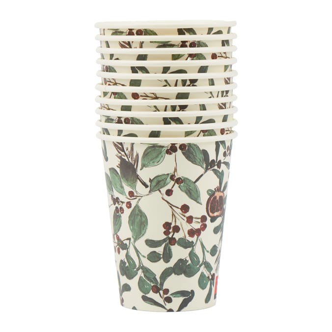 Festive Feeling Paper Cups 10 Pack - Holly