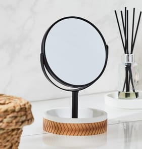 Bathroom Bamboo Mirror - Black