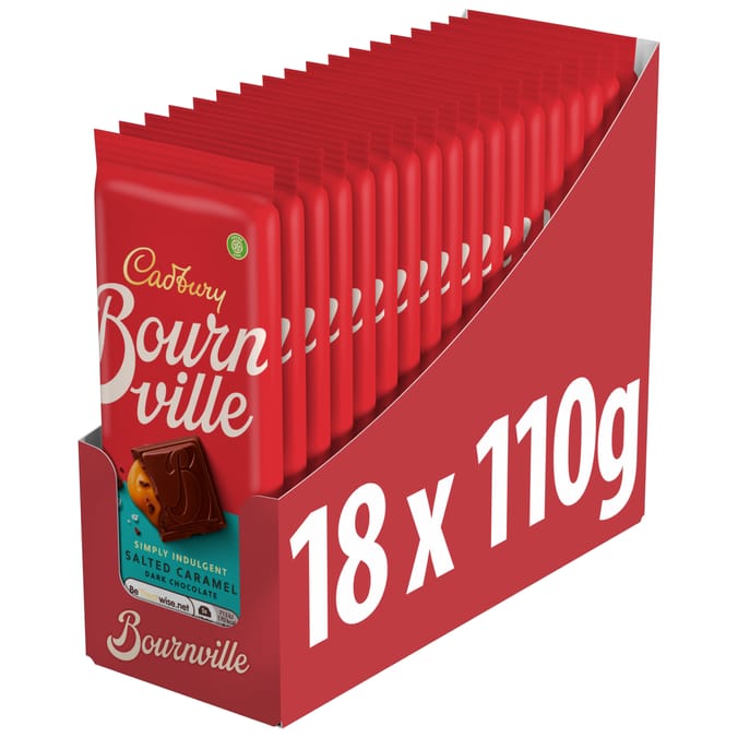 Cadbury Bournville Salted Caramel Dark Chocolate Bar 110g x18