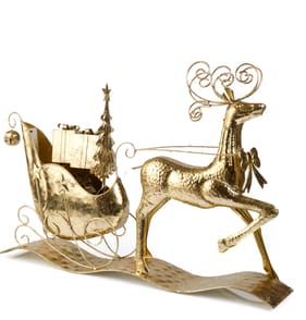 Winter Luxe Metal Reindeer With Sleigh 