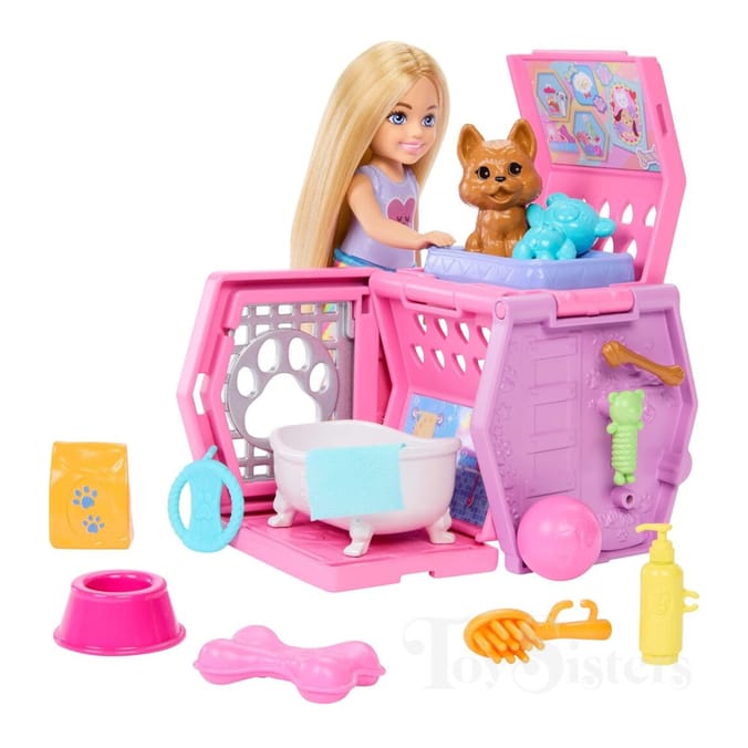 Barbie Family & Friends Club Chelsea Puppy Carrier Playset Doll JDF89