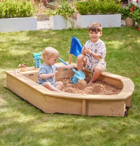 Liberty House Toys Kids Boat Sandpit with Seating and Cover