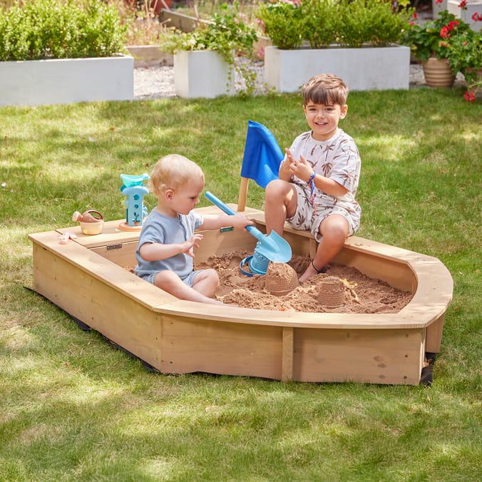 Liberty House Toys Kids Boat Sandpit with Seating and Cover