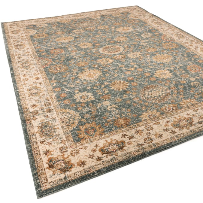 Asiatic Raja Border Runner RA02 - Teal/Cream