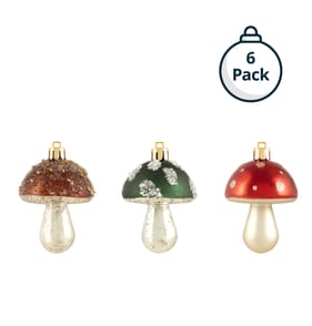 Winter Charm Mushroom Shaped Christmas Baubles 6 Pack