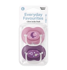 Tommee Tippee Everyday Favourites Glow In The Dark Soother 18-36 Months - Pink