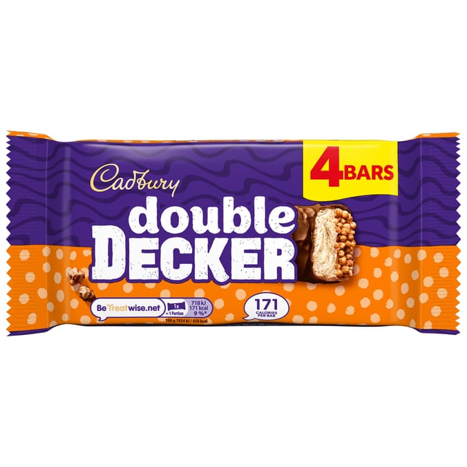 Cadbury Double Decker Chocolate Bar 4 Pack Multipack 149.2g
