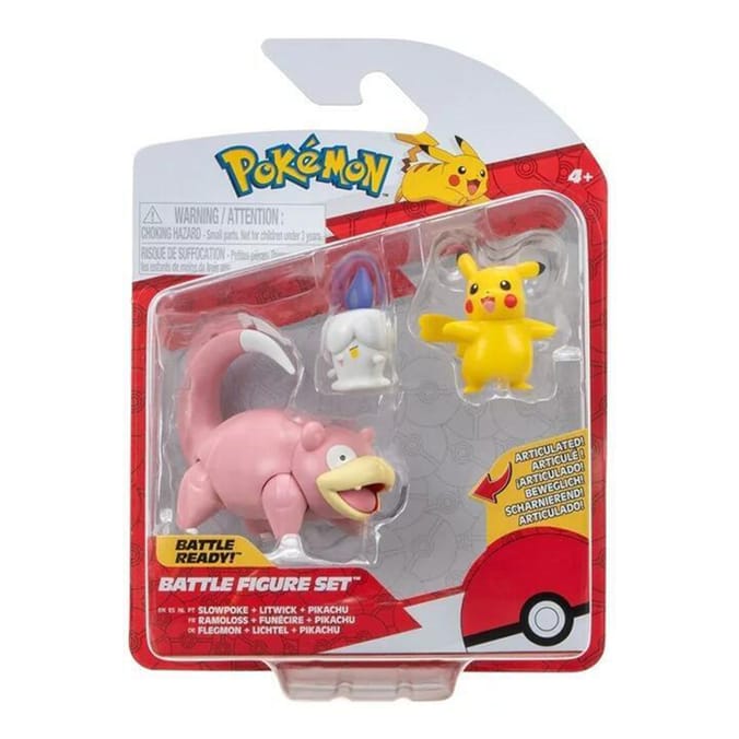 Pokemon Battle Figure 3 Pack - Slowpoke, Litwick & Pikachu