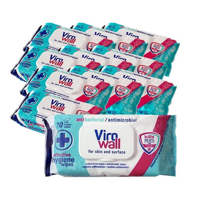 Virowall Anti-Bacterial Wipes 70s x12