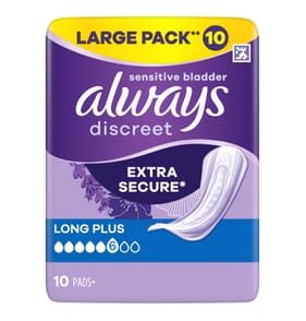 Always Discreet Sensitive Bladder Extra Secure Long Plus 10 Pads