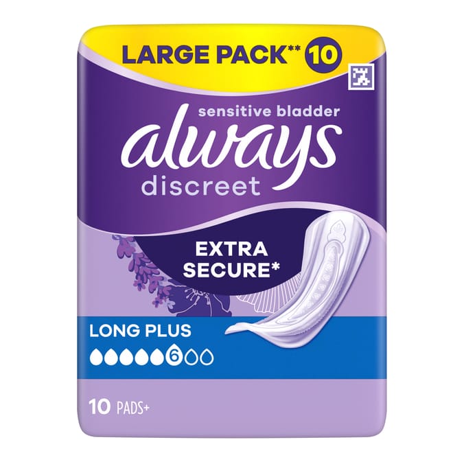 Always Discreet Sensitive Bladder Extra Secure Long Plus 10 Pads